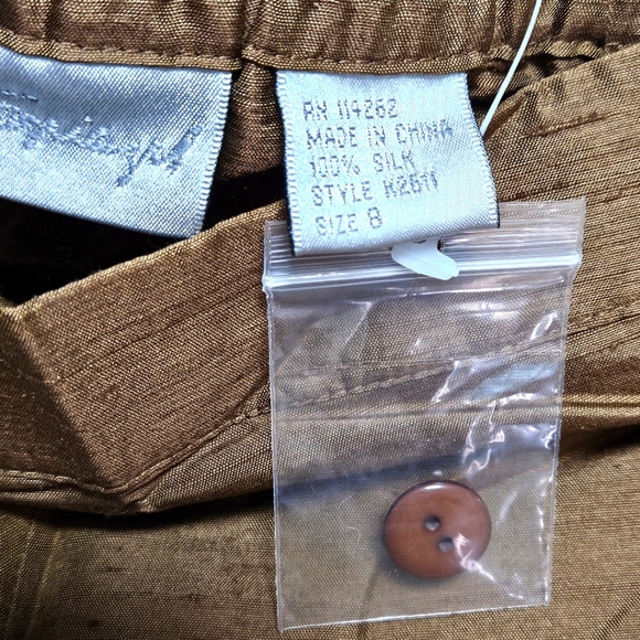 Spiegel Vintage Womens NWOT 100% Silk Pants Pull On Stretch Bronze Boho Brown M - Picture 10 of 12
